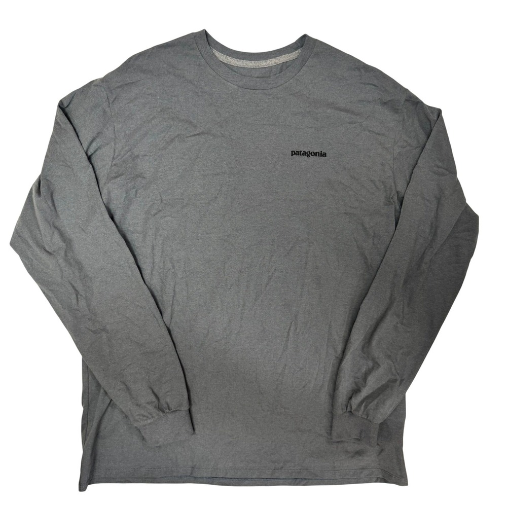 Patagonia Mens P-6 Logo Responsibili-Tee Long Sleeve Grey Shirt Large